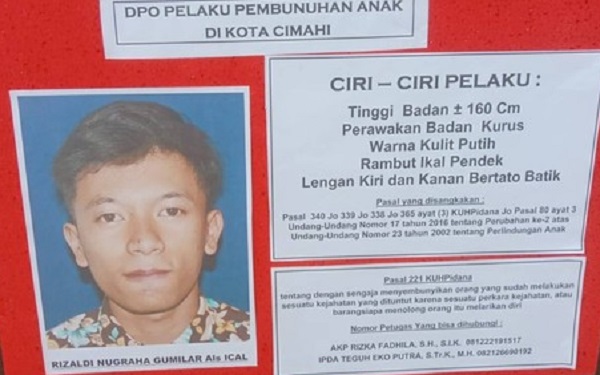 Rizaldi Nugraha Gumilar pelaku pembunuhan bacah pulang mengaji