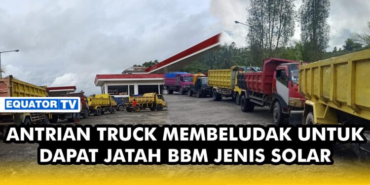Puluhan Truck Serbu SPBU Karang Harapan, Jalanan sempat macet.