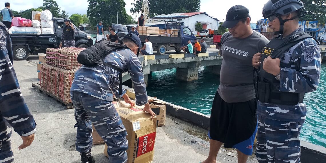 Upaya Penyeludupan Miras Cap Tikus Berhasil Digagalkan Satgas Celebes BAIS TNI dan Tim SFQR Lanal Melonguane
