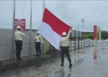 Meski Hujan Deras Sang Merah Putih Tetap Berkibar Di Pertamina EP Tarakan Fields