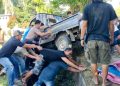 Diduga Hilang Kendali, Mobil Avanza di Tanjung Selor, Tabrak Pick Up dan Motor