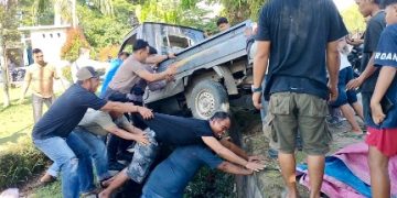 Diduga Hilang Kendali, Mobil Avanza di Tanjung Selor, Tabrak Pick Up dan Motor