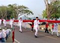 Merah Putih Terbentang Sepanjang 2.026 Meter di Jalanan Tanjung Selor