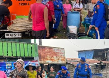 Polisi Penolong, Polairud Polda Kaltara Salurkan Air Bersih ke Warga Pesisir